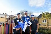 13 December 2014; Leinster Rugby players have called on fans to pick up a blue LauraLynn Santa Hat for this Friday’s match against Connacht (RDS kick off 7:35pm) and raise much needed funds for Ireland’s only Children’s Hospice, LauraLynn. Kane Douglas, James Tracy and Richardt Strauss called in to LauraLynn to visit children, families and staff and met with some of the children with life limiting conditions, to see first-hand the difference the money raised will make. LauraLynn is Ireland’s only children’s hospice and are one of the charity partners for Leinster Rugby for the season. At the game, LauraLynn will be selling blue Santa hats with all proceeds going to LauraLynn and supporters will also be asked to show their support by texting LAURALYNN to 50300 to make a €4  donation this Christmas. Anyone wishing to learn more about the partnership can visit www.leinsterrugby.ie/charitypartners or check out www.lauralynn.ie. Picture credit: Ramsey Cardy / SPORTSFILE