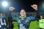 13 December 2014; Miah Nikora, Connacht, celebrates after the final whistle. European Rugby Challenge Cup 2014/15, Pool 2, Round 4, Bayonne v Connacht, Stade Jean-Dauger, Bayonne, France Picture credit: Matt Browne / SPORTSFILE
