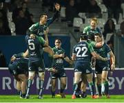 13 December 2014; Connacht players celebrate at the final whistle. European Rugby Challenge Cup 2014/15, Pool 2, Round 4, Bayonne v Connacht, Stade Jean-Dauger, Bayonne, France Picture credit: Matt Browne / SPORTSFILE