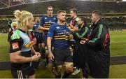 13 December 2014; The Leinster team is applauded off the pitch by the Harlequins players. European Rugby Champions Cup 2014/15, Pool 2, Round 4, Leinster v Harlequins. Aviva Stadium, Lansdowne Road, Dublin. Picture credit: Brendan Moran / SPORTSFILE