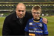 13 December 2014; Leinster mascot Daniel Dunne, from Mucklagh, Co. Offaly with Leinster's Richardt Strauss. Mascots at Leinster v Harlequins  European Rugby Champions Cup 2014/15, Pool 2, Round 4, Leinster v Harlequins. Aviva Stadium, Lansdowne Road, Dublin. Picture credit: Brendan Moran / SPORTSFILE