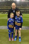 13 December 2014; Leinster mascots Daniel Dunne, from Mucklagh, Co. Offaly and Kate Macadam, from Greystones, Co. Wicklow, with Leinster's Richardt Strauss. Mascots at Leinster v Harlequins  European Rugby Champions Cup 2014/15, Pool 2, Round 4, Leinster v Harlequins. Aviva Stadium, Lansdowne Road, Dublin. Picture credit: Brendan Moran / SPORTSFILE