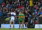 14 December 2014; Pauric Sullivan, Rhode, is shown the red card by match referee Anthony Nolan after an incident involving St Vincent's Diarmuid Connolly, left. AIB Leinster GAA Football Senior Club Championship Final, Rhode v St Vincent's, Pairc Táilteann, Navan, Co. Meath. Picture credit: Pat Murphy / SPORTSFILE