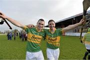14 December 2014; Gort 's Albert Mullins and Aidan Harte celebrate after the match. Galway County Senior Hurling Championship Final, Portumna v Gort, Kenny Park, Athenry, Co. Galway. Picture credit: Ray Ryan / SPORTSFILE