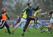 14 December 2014; Gort players run onto the pitch to celebrate after the final whistle. Galway County Senior Hurling Championship Final, Portumna v Gort, Kenny Park, Athenry, Co. Galway. Picture credit: Ray Ryan / SPORTSFILE