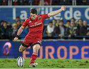 14 December 2014; Ian Keatley, Munster, kicks a penalty in the last minute, which secured a losing bonus point against ASM Clermont Auvergne. European Rugby Champions Cup 2014/15, Pool 1, Round 4, ASM Clermont Auvergne v Munster, Stade Marcel-Michelin, Clermont, France. Picture credit: Matt Browne / SPORTSFILE