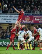 14 December 2014; Dave Foley, Munster,win possession of the ball from the lineout. European Rugby Champions Cup 2014/15, Pool 1, Round 4, ASM Clermont Auvergne v Munster, Stade Marcel-Michelin, Clermont, France. Picture credit: Matt Browne / SPORTSFILE