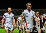 14 December 2014; Ulster's Roger Wilson, right, and Tommy Bowe, left, following their side's defeat. European Rugby Champions Cup 2014/15, Pool 1, Round 4, Scarlets v Ulster. Parc Y Scarlets, Llanelli, Wales. Picture credit: Stephen McCarthy / SPORTSFILE