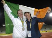 10 August 2007; Eileen O'Keeffe, from Callan, Kilkenny, representing Royal College of Surgeons and Ireland, with her mother Eileen, after taking the silver medal, in the Hammer Throw Final with a distance of 68.46 metres. World University Games 2007, Hammer Throw Final, Main Stadium, Thammasat University, Bangkok, Thailand. Picture credit: Brian Lawless / SPORTSFILE