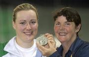 10 August 2007; Eileen O'Keeffe, from Callan, Kilkenny, representing Royal College of Surgeons and Ireland, with her mother Eileen, after taking the silver medal in the Hammer Throw Final with a distance of 68.46 metres. World University Games 2007, Hammer Throw Final, Main Stadium, Thammasat University, Bangkok, Thailand. Picture credit: Brian Lawless / SPORTSFILE