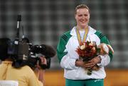 10 August 2007; Eileen O'Keeffe, from Callan, Kilkenny, representing Royal College of Surgeons and Ireland, with her silver medal, after finishing second in the Hammer Throw Final with a distance of 68.46 metres. World University Games 2007, Hammer Throw Final, Main Stadium, Thammasat University, Bangkok, Thailand. Picture credit: Brian Lawless / SPORTSFILE