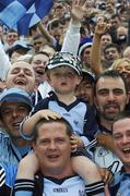 11 August 2007; Dublin supporters Kenneth Duffy, three years old, and Nicky O'Conner, from Ballymun, on Hill 16. Bank of Ireland All-Ireland Senior Football Championship Quarter-Final, Dublin v Derry, Croke Park, Dublin. Picture credit; Ray McManus / SPORTSFILE
