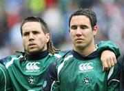 11 August 2007; Isaac Boss and Paddy Wallace, Ireland. Rugby World Cup Warm Up Game, Scotland v Ireland, Murrayfield, Scotland. Picture credit; Oliver McVeigh / SPORTSFILE