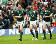 11 August 2007; Paul O'Connell, Jamie Heaslip, and Simon Best, Ireland. Rugby World Cup Warm Up Game, Scotland v Ireland, Murrayfield, Scotland. Picture credit; Oliver McVeigh / SPORTSFILE