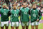 11 August 2007; Bryan Young, Jerry Flannery, Simon Best, and Brian O'Driscoll, Ireland. Rugby World Cup Warm Up Game, Scotland v Ireland, Murrayfield, Scotland. Picture credit; Oliver McVeigh / SPORTSFILE