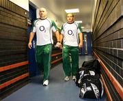 11 August 2007; Ireland's John Hayes and Rory Best. Rugby World Cup Warm Up Game, Scotland v Ireland, Murrayfield, Scotland. Picture credit; Oliver McVeigh / SPORTSFILE