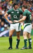 11 August 2007; Stephen Ferris and Brian O'Driscoll, Ireland. Rugby World Cup Warm Up Game, Scotland v Ireland, Murrayfield, Scotland. Picture credit; Oliver McVeigh / SPORTSFILE