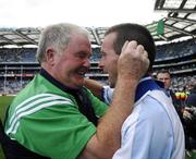12 August 2007; Limerick manager Richie Bennis celebrates with goalscorer Donie Ryan after the game. Guinness All-Ireland Senior Hurling Championship Semi-Final, Limerick v Waterford, Croke Park, Dublin. Picture credit; Brendan Moran / SPORTSFILE