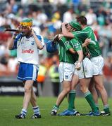 12 August 2007; Limerick players celebrate after beating Waterford. Guinness All-Ireland Senior Hurling Championship Semi-Final, Limerick v Waterford, Croke Park, Dublin. Picture credit; Paul Mohan / SPORTSFILE