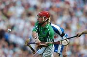 12 August 2007; Andrew O'Shaughnessy, Limerick, shoots for goal as Waterford's Ken McGrath throws in his hurley. Guinness All-Ireland Senior Hurling Championship Semi-Final, Limerick v Waterford, Croke Park, Dublin. Picture credit; Brendan Moran / SPORTSFILE