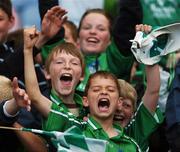 12 August 2007; Limerick fans cheer on their side. Guinness All-Ireland Senior Hurling Championship Semi-Final, Limerick v Waterford, Croke Park, Dublin. Picture credit; Caroline Quinn / SPORTSFILE