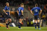 13 December 2014; Luke Fitzgerald, left, Ian Madigan, centre, and Jimmy Gopperth, Leinster. European Rugby Champions Cup 2014/15, Pool 2, Round 4, Leinster v Harlequins. Aviva Stadium, Lansdowne Road, Dublin. Picture credit: Brendan Moran / SPORTSFILE