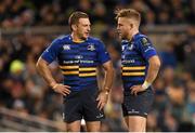 13 December 2014; Jimmy Gopperth, left, and Ian Madigan, right, Leinster. European Rugby Champions Cup 2014/15, Pool 2, Round 4, Leinster v Harlequins. Aviva Stadium, Lansdowne Road, Dublin. Picture credit: Stephen McCarthy / SPORTSFILE