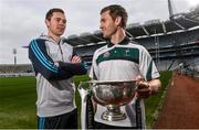 15 December 2014; Eoghan O'Flaherty, right, Kildare, and Dublin's Dean Rock at the launch of the 2015 Bord na Mona Leinster GAA O’Byrne, Walsh and Kehoe Cup Competitions. Croke Park, Dublin. Picture credit: David Maher / SPORTSFILE