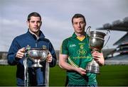 15 December 2014; Meath footballer Donal Keogan, left, with Meath Hurler James Toher at the launch of the 2015 Bord na Mona Leinster GAA O’Byrne, Walsh and Kehoe Cup Competitions. Croke Park, Dublin. Picture credit: David Maher / SPORTSFILE