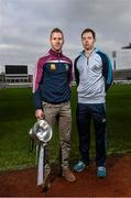 15 December 2014; Denis Glennon, left, Westmeath, with Dublin's Dean Rock at the launch of the 2015 Bord na Mona Leinster GAA O’Byrne, Walsh and Kehoe Cup Competitions. Croke Park, Dublin. Picture credit: David Maher / SPORTSFILE