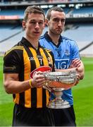 15 December 2014; Cillian Buckley, Kilkenny, and Peter Kelly, Dublin at the launch of the 2015 Bord na Mona Leinster GAA O’Byrne, Walsh and Kehoe Cup Competitions. Croke Park, Dublin. Picture credit: David Maher / SPORTSFILE