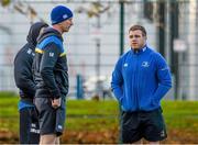 15 December 2014; Leinster's Sean Cronin, right, in conversation with Leo Cullen, forwards coach, and Jack McGrath, hidden, during squad training ahead of Friday's Guinness PRO12, Round 10, against Connacht. Leinster Rugby Squad Training, UCD, Belfield, Dublin. Picture credit: Pat Murphy / SPORTSFILE