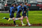 15 December 2014; Leinster's Gordon D'Arcy, left, Fergus McFadden, centre, and Seán O'Brien, right, during squad training ahead of Friday's Guinness PRO12, Round 10, against Connacht. Leinster Rugby Squad Training, UCD, Belfield, Dublin. Picture credit: Pat Murphy / SPORTSFILE