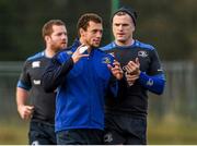 15 December 2014; Leinster's Zane Kirchner, left, and Jamie Heaslip during squad training ahead of Friday's Guinness PRO12, Round 10, against Connacht. Leinster Rugby Squad Training, UCD, Belfield, Dublin. Picture credit: Pat Murphy / SPORTSFILE