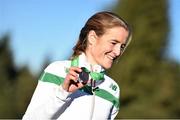 14 December 2014; Ireland's Fionnuala Britton with her bronze medal from the team event in the Women's race. Spar European Cross Country Championships, Samokov, Bulgaria. Picture credit: Ramsey Cardy / SPORTSFILE