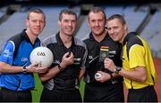 17 December 2014; At Páirc an Chrócaigh, Uachtarán Chumann Lúthchleas Gael Liam Ó Néill launched a new recruitment campaign aimed at bolstering the number of volunteers involved in refereeing at all levels of the Association. The &quot;Think You Can Do Better?&quot; campaign will involve Inter County Referees assisting as Recruitment Ambassadors in their own counties. The aim of the campaign is to increase the numbers of referees officiating at club games throughout the country and consequently pushing onto provincial and national level over the next few years. In attendance at the launch are, from left, Inter County Referees Joe McQuillan, Football, James Owens, Hurling, Alan Kelly, Hurling, and Rory Hickey, Football. Croke Park, Dublin. Picture credit: Brendan Moran / SPORTSFILE