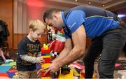 17 December 2014; Leinster Rugby players Dave Kearney, Cian Healy and Jack Conan surprised 30 children from three wonderful charities at a Christmas party at the Conrad Dublin Hotel today.  Conrad Dublin, official hotel to Leinster Rugby, arranged for youngsters from LauraLynn, Heart Children Ireland and Blackrock Flyers Special Olympics Club to meet their sporting heroes, with Santa Claus flying in for the party with gifts for everyone. Pictured are Leinster's Dave Kearney and Noah Burke aged 4 from Tallaght, Dublin. Conrad Dublin Hotel, Earlsfort Terrace, Dublin. Picture credit: Barry Cregg / SPORTSFILE
