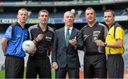 17 December 2014; At Páirc an Chrócaigh, Uachtarán Chumann Lúthchleas Gael Liam Ó Néill launched a new recruitment campaign aimed at bolstering the number of volunteers involved in refereeing at all levels of the Association. The &quot;Think You Can Do Better?&quot; campaign will involve Inter County Referees assisting as Recruitment Ambassadors in their own counties. The aim of the campaign is to increase the numbers of referees officiating at club games throughout the country and consequently pushing onto provincial and national level over the next few years. In attendance at the launch are, from left, Inter County Referees Joe McQuillan, Football, James Owens, Hurling, Alan Kelly, Hurling, and Rory Hickey, Football, with Pat McEnaney, Chairman of Coiste na Réiteoirí. Croke Park, Dublin. Picture credit: Brendan Moran / SPORTSFILE