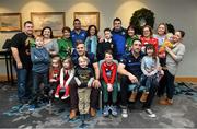 17 December 2014; Leinster Rugby players Dave Kearney, Cian Healy and Jack Conan surprised 30 children from three wonderful charities at a Christmas party at the Conrad Dublin Hotel today.  Conrad Dublin, official hotel to Leinster Rugby, arranged for youngsters from LauraLynn, Heart Children Ireland and Blackrock Flyers Special Olympics Club to meet their sporting heroes, with Santa Claus flying in for the party with gifts for everyone. Pictured are Leinster Ian Madigan, Dave Kearney, Cian Healy and Jack Conan with children and parents from Heart Children Ireland. Conrad Dublin Hotel, Earlsfort Terrace, Dublin. Picture credit: Barry Cregg / SPORTSFILE