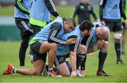 17 December 2014; Munster's Simon Zebo, Kevin O'Byrne and Paul O'Connell during squad training ahead of their Guinness PRO12, Round 10, match against Glasgow Warriors on Saturday. Munster Rugby Squad Training, University of Limerick, Limerick. Picture credit: Matt Browne / SPORTSFILE