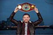 17 December 2014; WBO Middleweight World Champion Andy Lee with his WBO championship belt on his return from the USA after defeating Russia's Matt Korborov. Limerick City Hall, Merchant's Quay, Limerick. Picture credit: Diarmuid Greene / SPORTSFILE