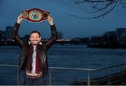 17 December 2014; WBO Middleweight World Champion Andy Lee with his WBO championship belt on his return from the USA after defeating Russia's Matt Korborov. Limerick City Hall, Merchant's Quay, Limerick. Picture credit: Diarmuid Greene / SPORTSFILE