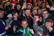 17 December 2014; WBO Middleweight Champion Andy Lee with supporters in Limerick on his return from the USA after defeating Russian Matt Korborov. Limerick City Hall, Merchant's Quay, Limerick. Picture credit: Diarmuid Greene / SPORTSFILE
