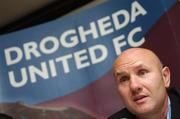 14 August 2007; Drogheda United manager Paul Doolin speaking at a press conference before their UEFA Cup clash with Helsingsborgs. Radisson Hotel, Dublin Airport, Dublin. Picture credit; Pat Murphy / SPORTSFILE