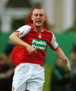 17 August 2007; St Patrick's Athletic's Mark Quigley celebrates after scoring his side's first goal. Ford FAI Cup 3rd round, Bray Wanderers v St Patrick's Athletic, Carlisle Grounds, Bray, Co. Wicklow. Picture credit; David Maher / SPORTSFILE
