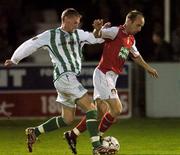 17 August 2007; Gary Kirby, St Patrick's Athletic, in action against Mark Duggan, Bray Wanderers. Ford FAI Cup 3rd round, Bray Wanderers v St Patrick's Athletic, Carlisle Grounds, Bray, Co. Wicklow. Picture credit; David Maher / SPORTSFILE