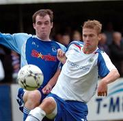 18 August 2007; Peter Thompson, right, Linfield, in action against Adam McMinn, Dungannon Swifts. CIS Insurance Cup, Group A, Dungannon Swifts v Linfield, Stangmore Park, Dungannon, Co. Tyrone. Picture credit: Michael Cullen / SPORTSFILE