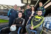 18 December 2014; The GPA Madden Leadership Programme will develop a group of county players from hurling, football and camogie with the necessary skills, motivation and experience to become successful leaders in the community. The Programme, which will run initially for three years, is a bespoke, one-year blended learning Leadership Course which will be delivered by the Gaelic Players Association in conjunction with independent leadership experts. Pictured at the launch of GPA Madden Leadership Programme are Mayo footballer Cillian O'Connor, left, and Kerry footballer Paul Murphy, right, with, back row, from left, Dublin footballer Ger Brennan, Armagh footballer Ciaran McKeever, Derry dual star Chrissy McKaigue, Limerick hurler Seamus Hickey, Wexford camgoie star Ursula Jacob and Mayo ladies football star Fiona McHale. Croke Park, Dublin. Picture credit: Ramsey Cardy / SPORTSFILE