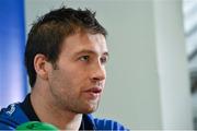 18 December 2014; Leinster's Kevin McLaughlin during a press conference ahead of their Guinness PRO12, Round 10, match against Connacht on Friday. Leinster Rugby Press Conference, RDS, Ballsbridge, Dublin. Picture credit: Matt Browne / SPORTSFILE