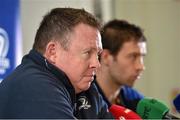 18 December 2014; Leinster head coach Matt O'Connor and Kevin McLoughlin during a press conference ahead of their Guinness PRO12, Round 10, match against Connacht on Friday. Leinster Rugby Press Conference, RDS, Ballsbridge, Dublin. Picture credit: Matt Browne / SPORTSFILE